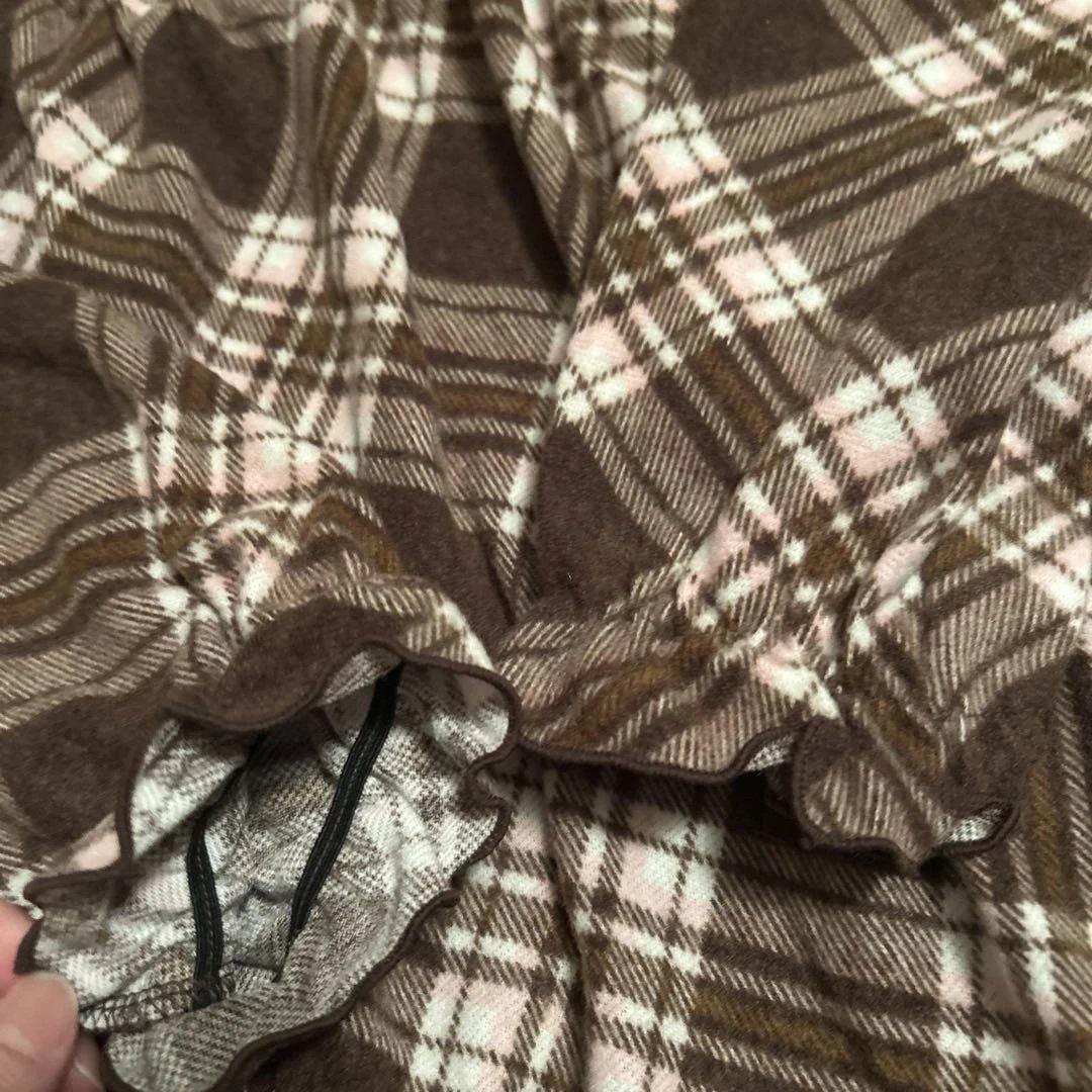 00s 希少 LIZLISA✨（リズリサ）茶色チェック オフショルワンピース