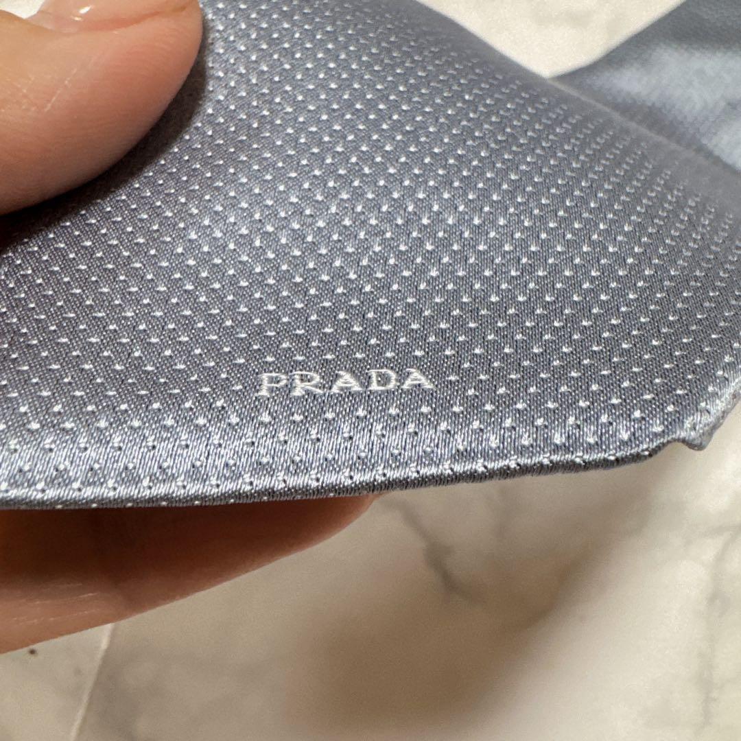 訳あり】プラダ ネクタイ 光沢 シルバー ブルー ナロータイ