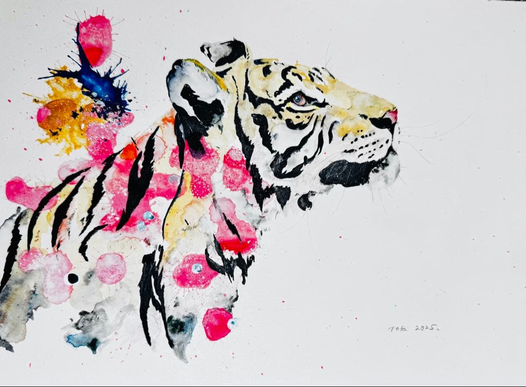 虎 トラ 原画 額装済 大額オンラインショップ / 虎