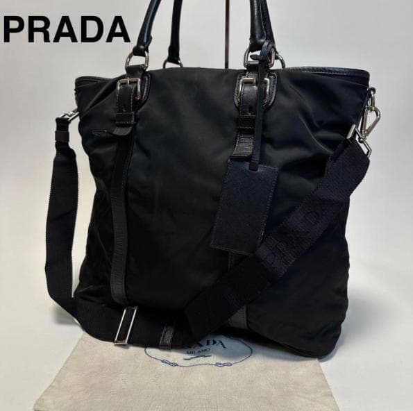 プラダ　三角ロゴブラック　ロゴベルト2way ショルダー PRADA（プラダ） 三角ロゴプレート ハンドバッグ ショルダーバッグ