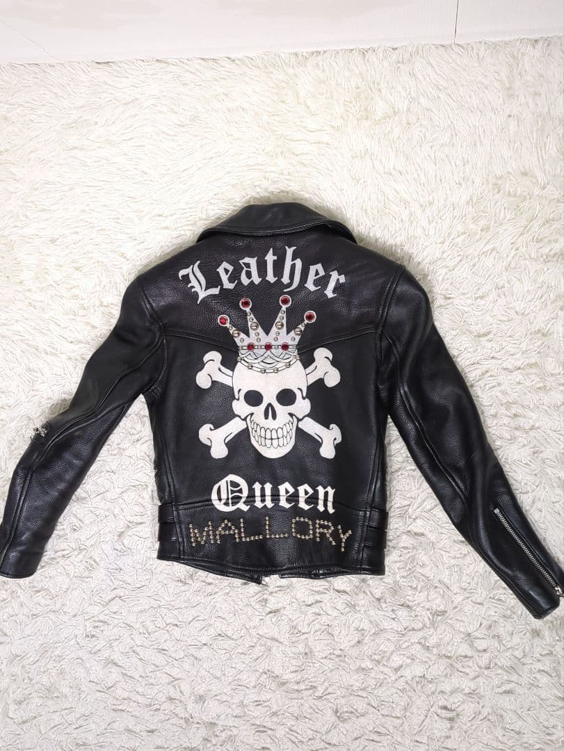 COWHIDE 本革 ライダースジャケット レディース スカル 黒 スカル