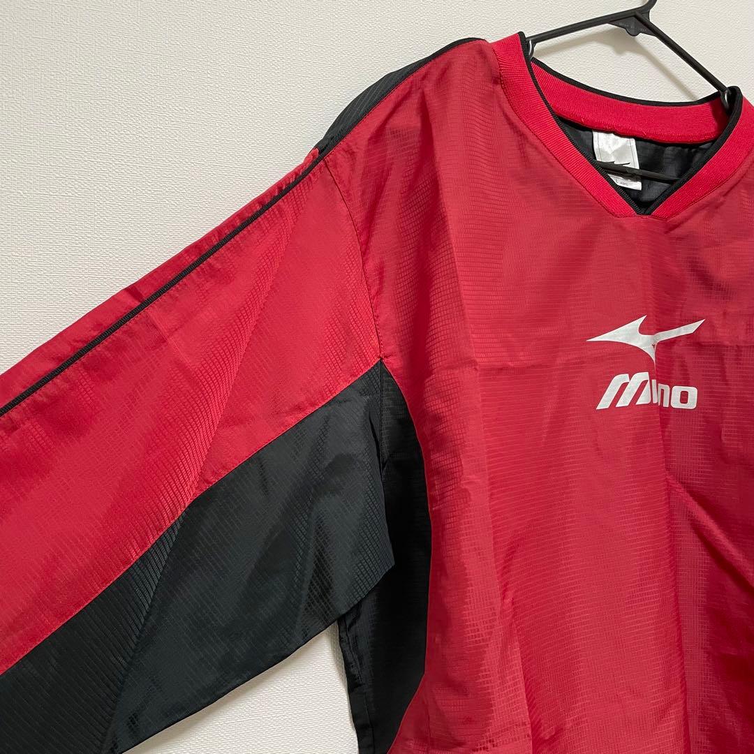 ミズノ メンズ 長袖ピステトップ ウィンドブレーカー L 赤 黒 サッカー