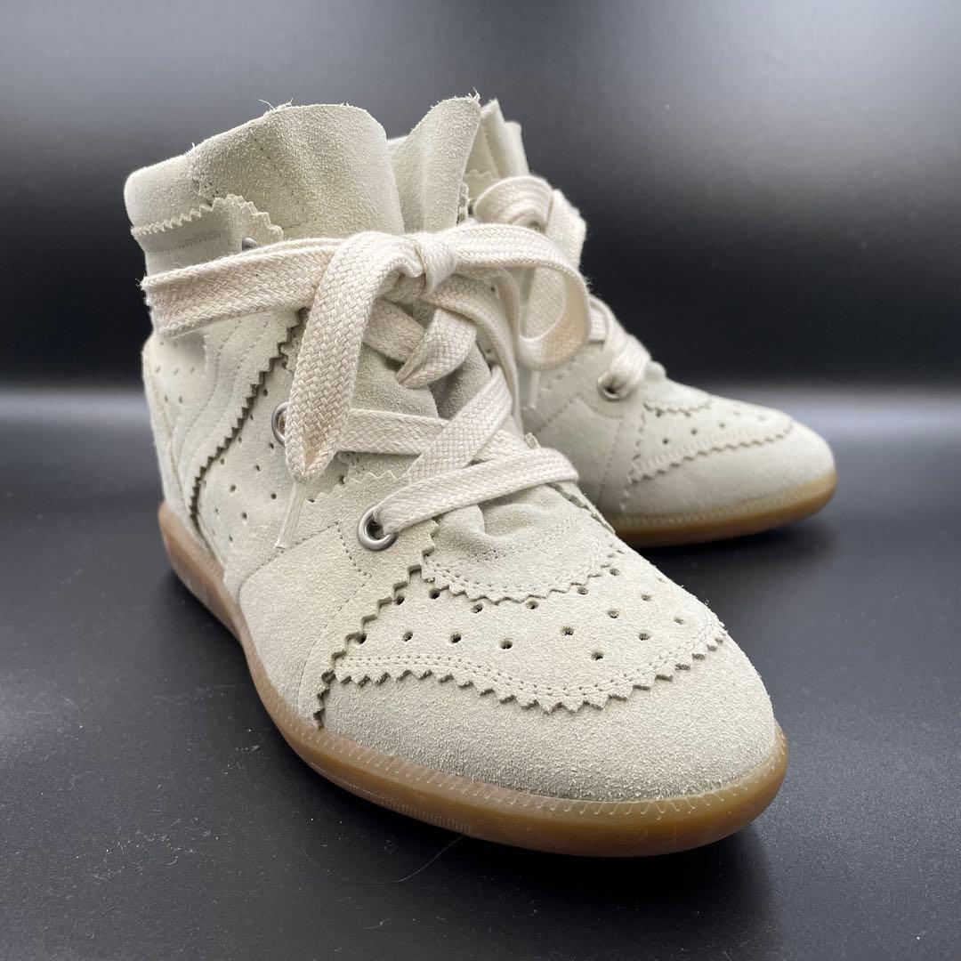 《未使用品》イザベルマラン ハイカット スニーカー スエード レザー 白系 37