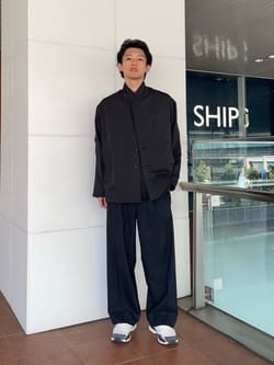 H＞ウールトロピカル 2プリーツワイドパンツ